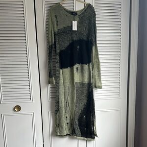 Edgy Olive and Black Distressed Dress